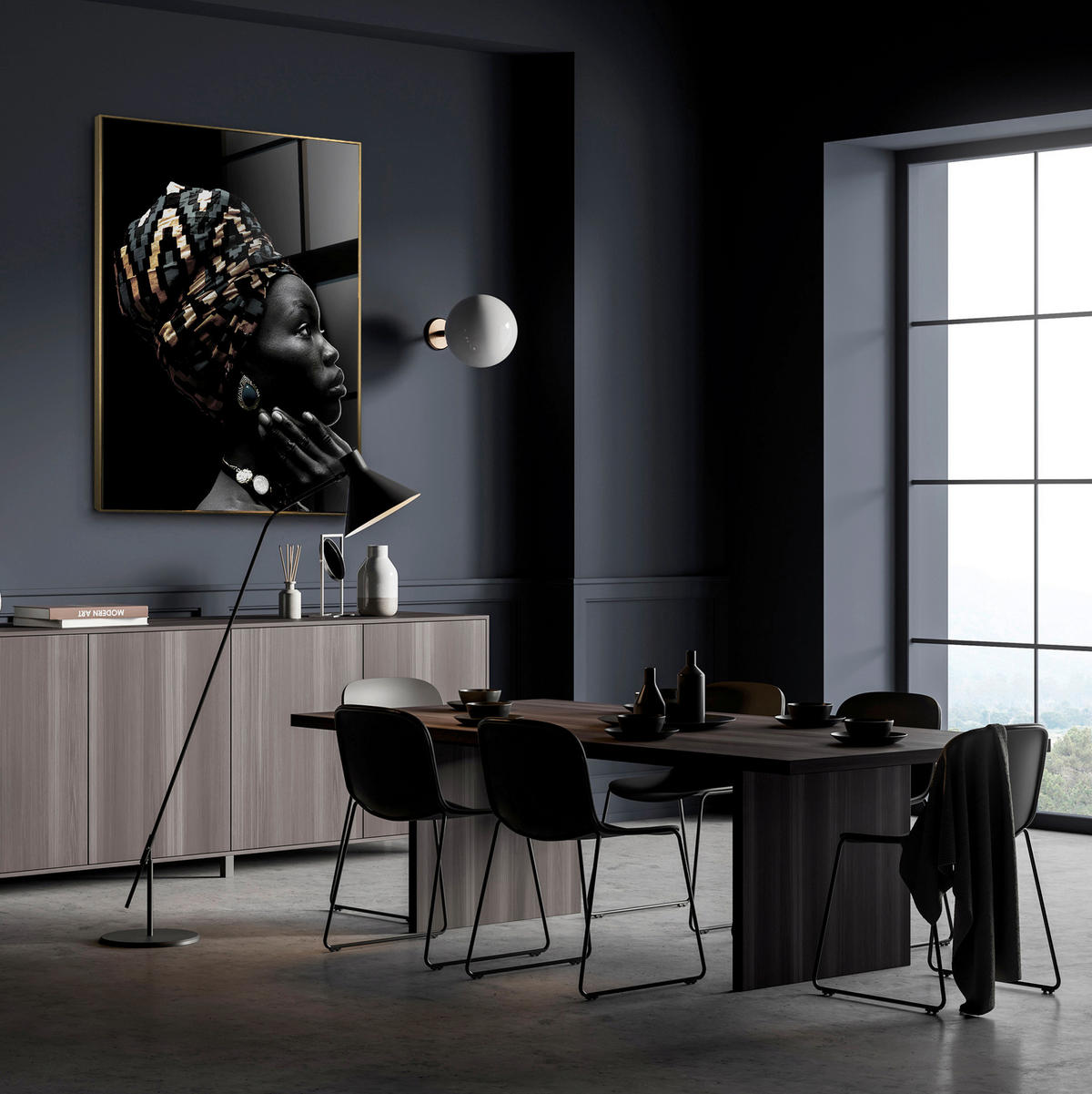 GLASBILD Frauen 80/120 cm  - Goldfarben/Schwarz, Basics, Glas/Holz (80/120cm)