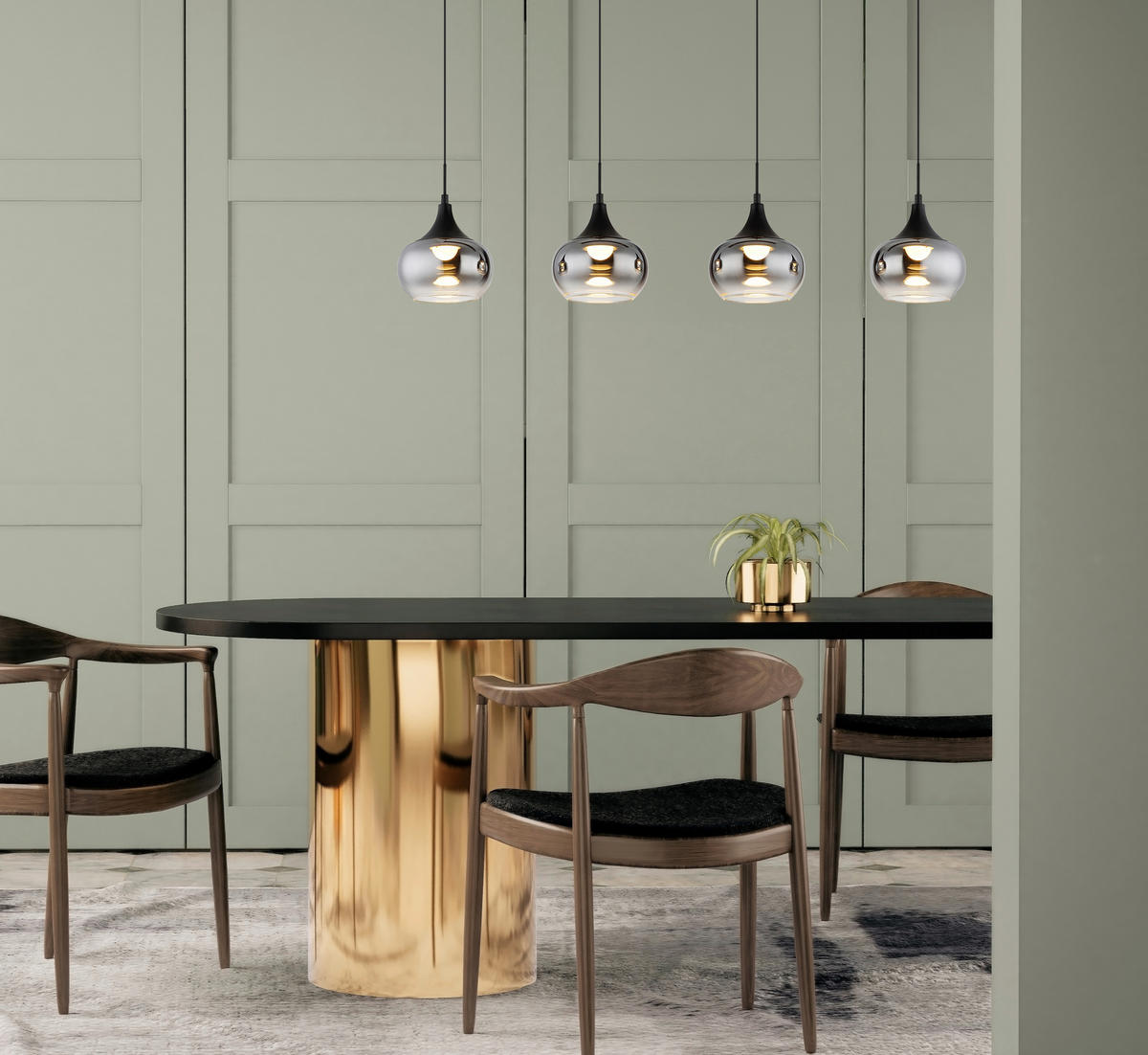 HÄNGELEUCHTE Lui 90/15/150 cm   - Klar/Schwarz, Design, Glas/Kunststoff (90/15/150cm) - Globo