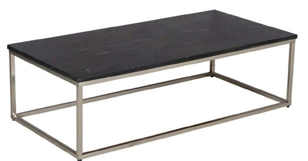 SOFFBORD i metall, sten  - silver/svart, Design, metall/sten (130/39/64cm) - Livetastic