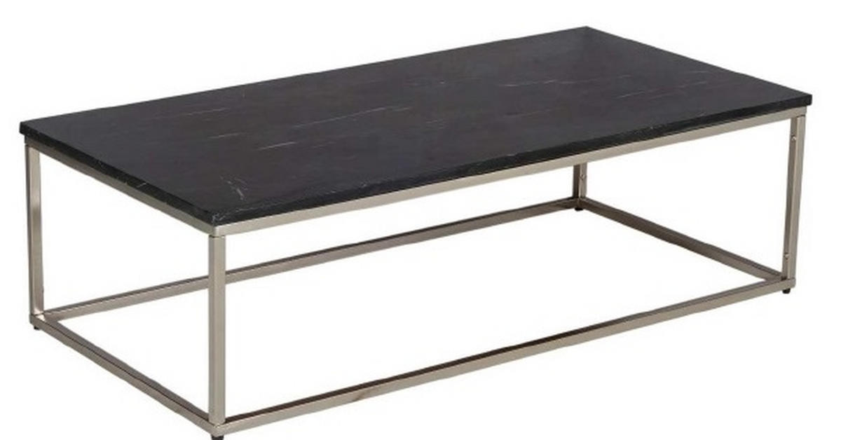 SOFFBORD i metall, sten  - silver/svart, Design, metall/sten (130/39/64cm) - Livetastic