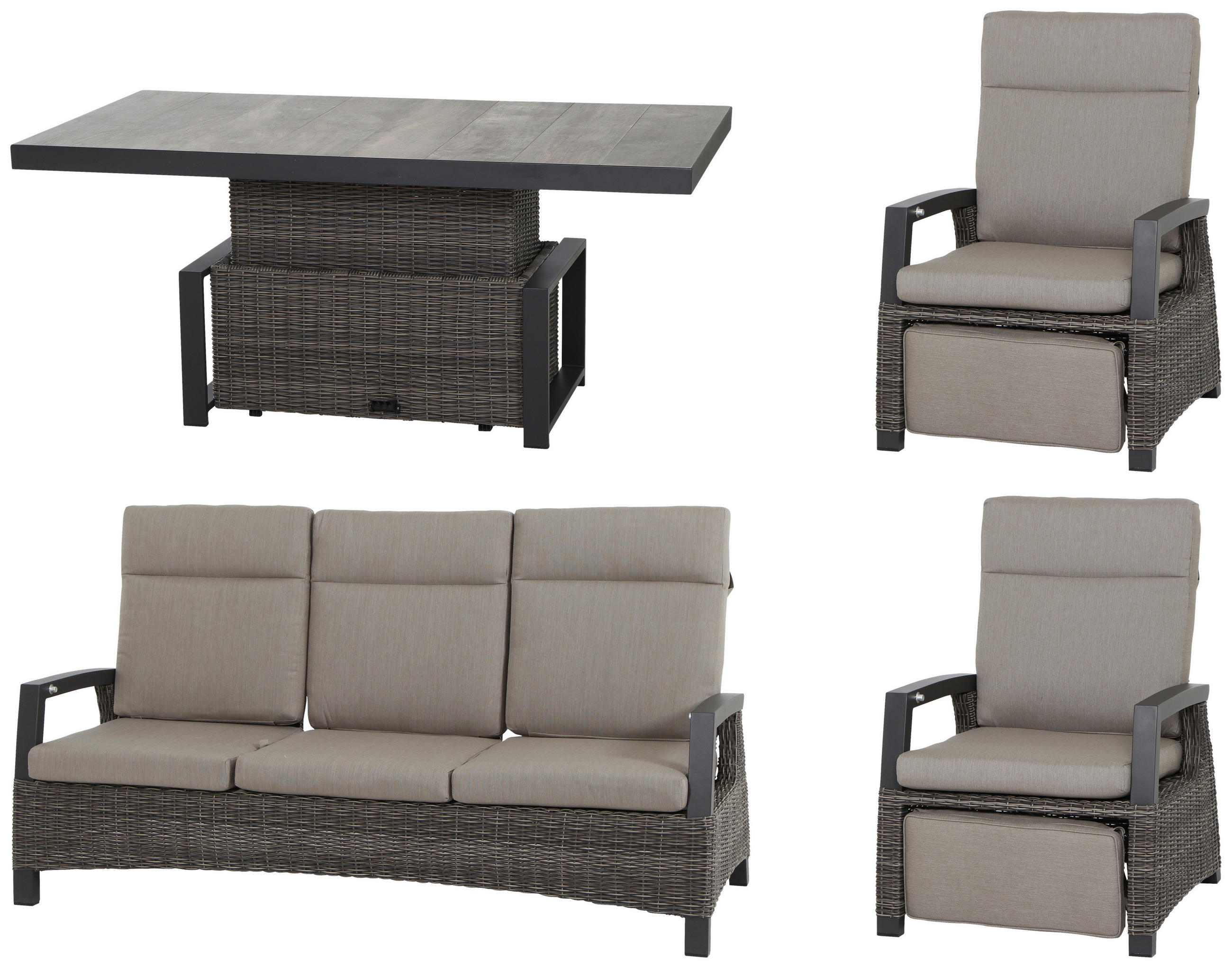 LOUNGEGARNITUR 4-teilig   72/103/160 cm Aluminium  - Basics, Keramik/Kunststoff (72/103/160cm) - Siena Garden