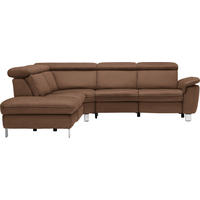 ECKSOFA in Flachgewebe, Mikrofaser Braun  - Beige/Alufarben, Design, Textil/Metall (239/271cm) - Cantus