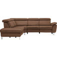 ECKSOFA in Flachgewebe, Mikrofaser Braun  - Beige/Alufarben, Design, Textil/Metall (242/271cm) - Cantus