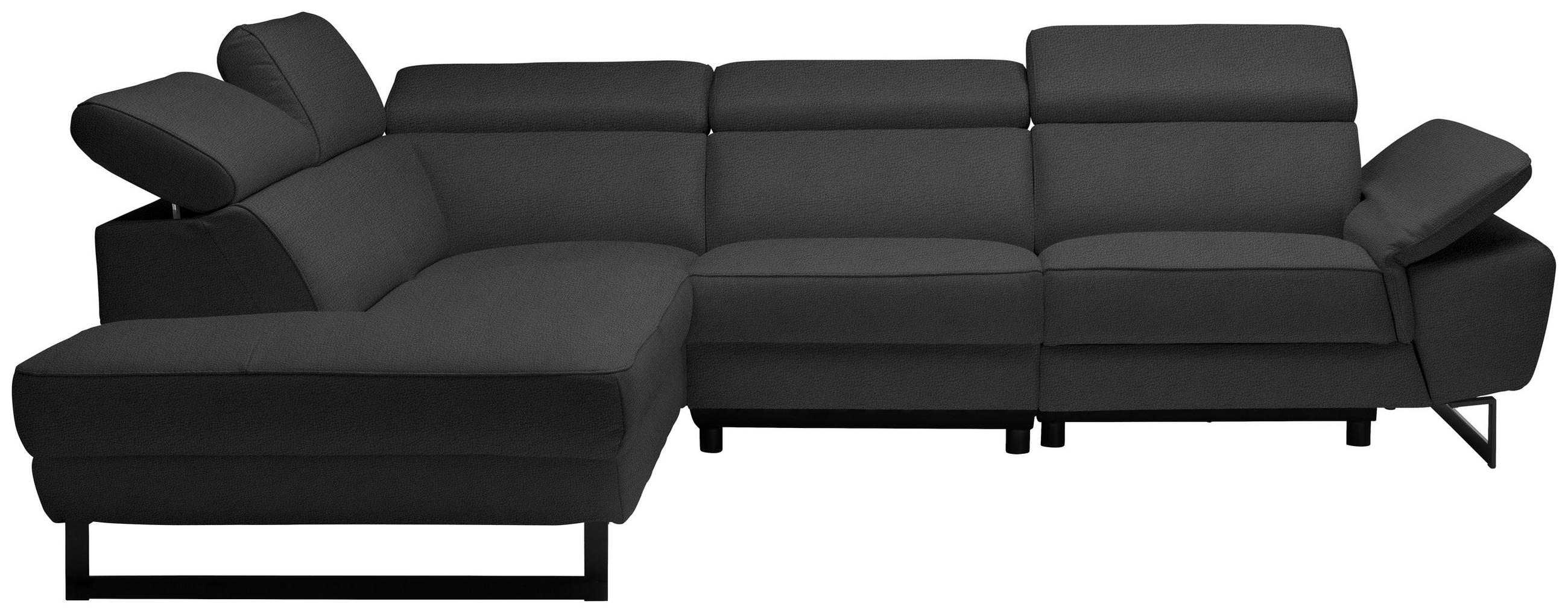 ECKSOFA in Echtleder Anthrazit  - Anthrazit/Schwarz, Design, Leder/Metall (225/281cm) - Celina Home