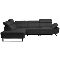 ECKSOFA in Echtleder Anthrazit  - Anthrazit/Schwarz, Design, Leder/Metall (225/281cm) - Celina Home