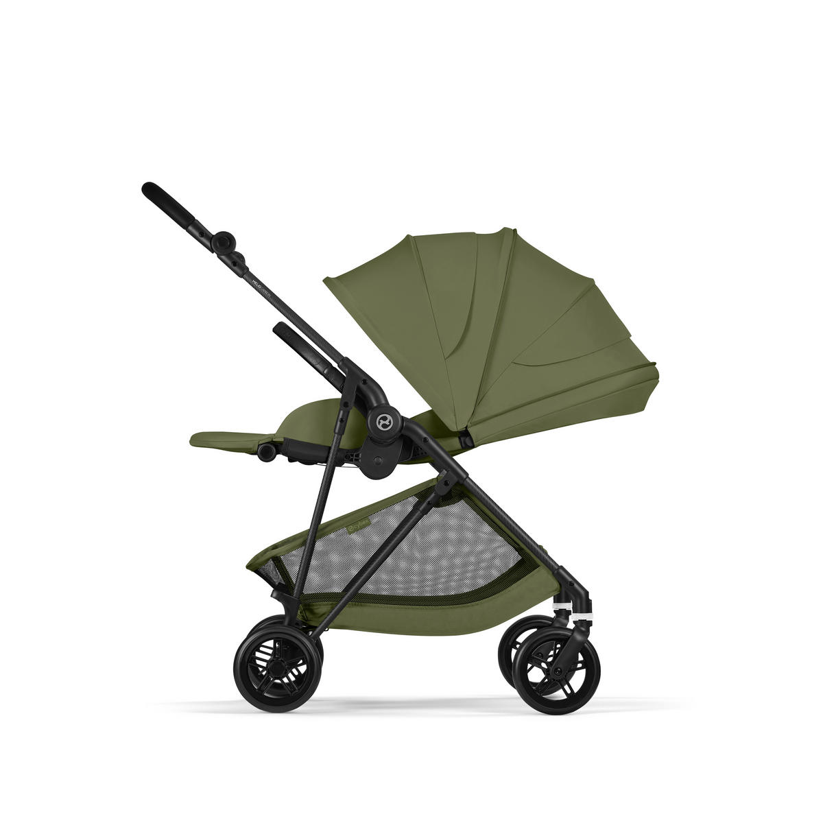 KINDERWAGEN  Melio Carbon  Moss Green  - Khaki/Schwarz, Basics, Textil/Metall (82-91/49/96,5 - 107cm) - cybex GOLD
