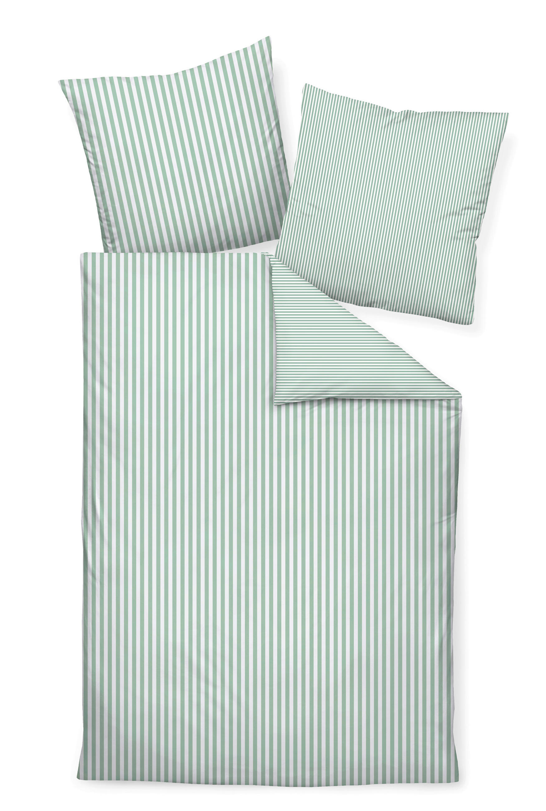 WENDEBETTWÄSCHE Giorgio Makosatin 200/220 cm  - Jadegrün/Weiß, KONVENTIONELL, Textil (200/220cm) - Janine