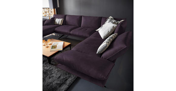 WOHNLANDSCHAFT in Echtleder Violett - Violett/Schwarz, Natur, Leder/Metall (155/359/217cm) - Dieter Knoll