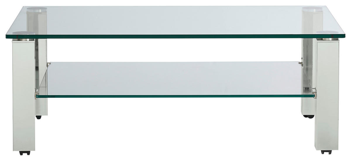 COUCHTISCH in Metall, Glas 110/70/42,5 cm  - Weiss, Design, Glas/Kunststoff (110/70/42,5cm)