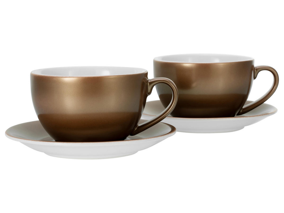 TASSENSET Golden Days White 4-teilig  - Goldfarben/Weiß, Basics, Keramik - Creatable