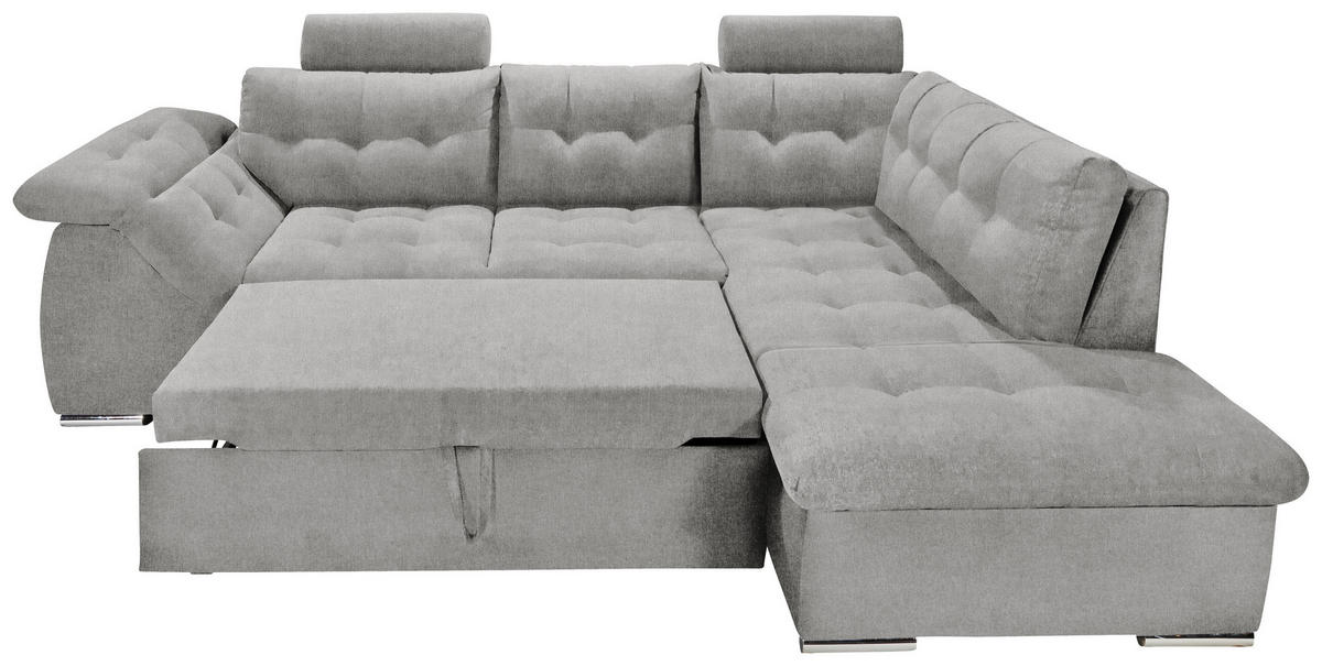 ECKSOFA in Mikrovelours Grau  - Grau, Konventionell, Holzwerkstoff/Kunststoff (283/193cm) - MID.YOU