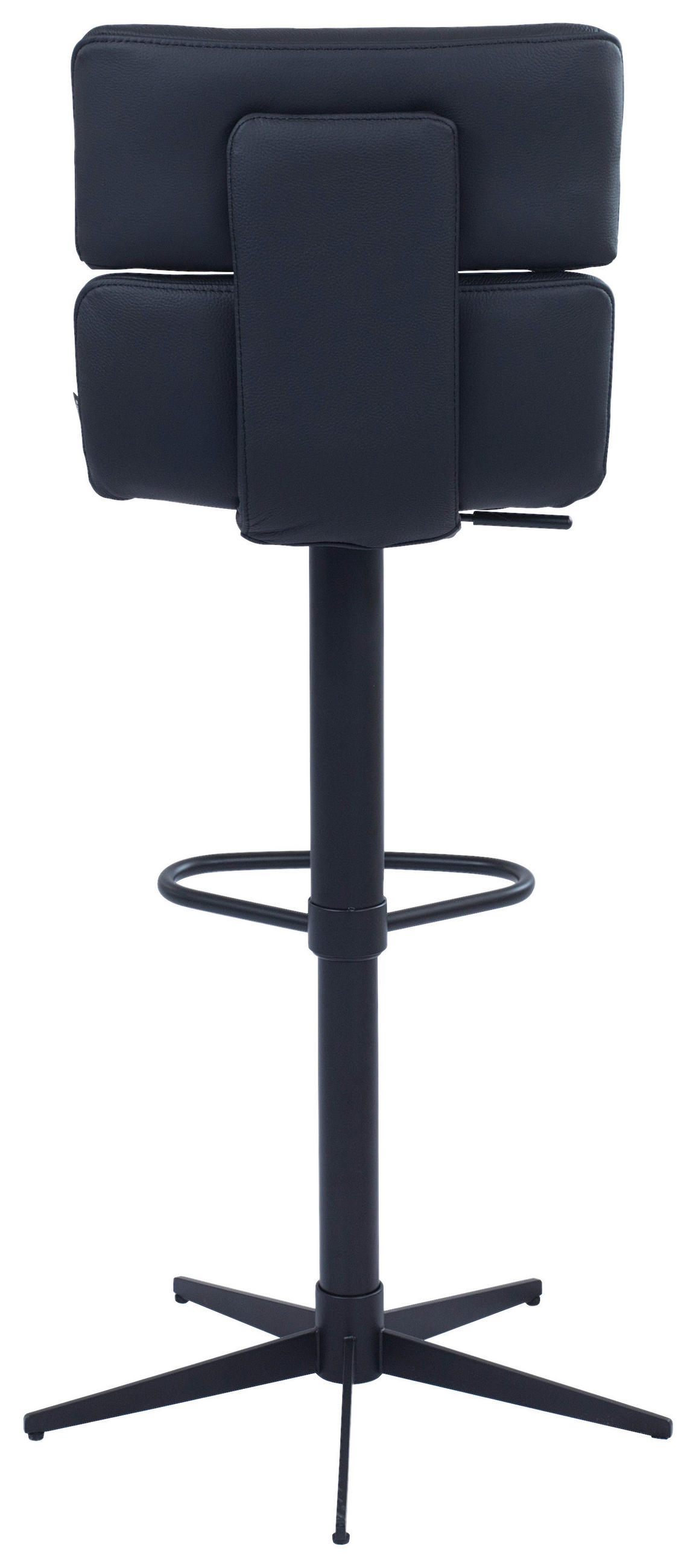 BARHOCKER Echtleder Schwarz Eisen Lederauswahl, Stoffauswahl, Wippfunktion, Sitzfläche 360° drehbar  - Schwarz, Design, Leder/Metall (42/99-117/50cm) - Dieter Knoll