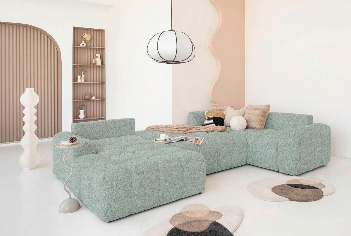 WOHNLANDSCHAFT in Türkis  - Türkis/Schwarz, Design, Kunststoff/Textil (184/333/213cm) - MID.YOU