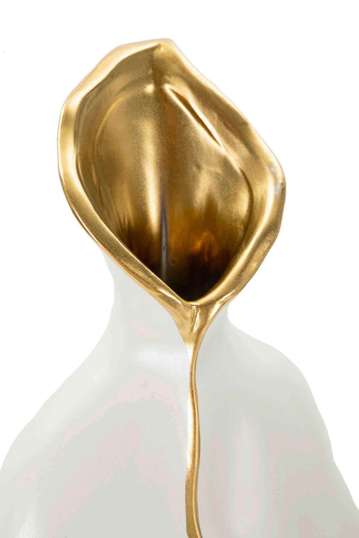 VASE  - Goldfarben/Weiß, Basics, Keramik (16/40/8cm)