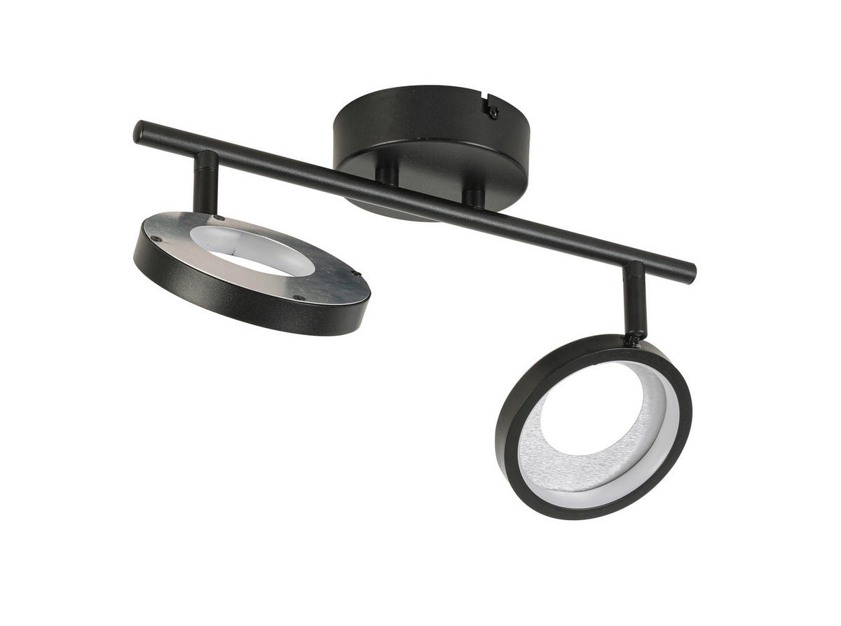 LED-STRAHLER Granada 35/12/19 cm   - Schwarz/Alufarben, Basics, Kunststoff/Metall (35/12/19cm) - Novel