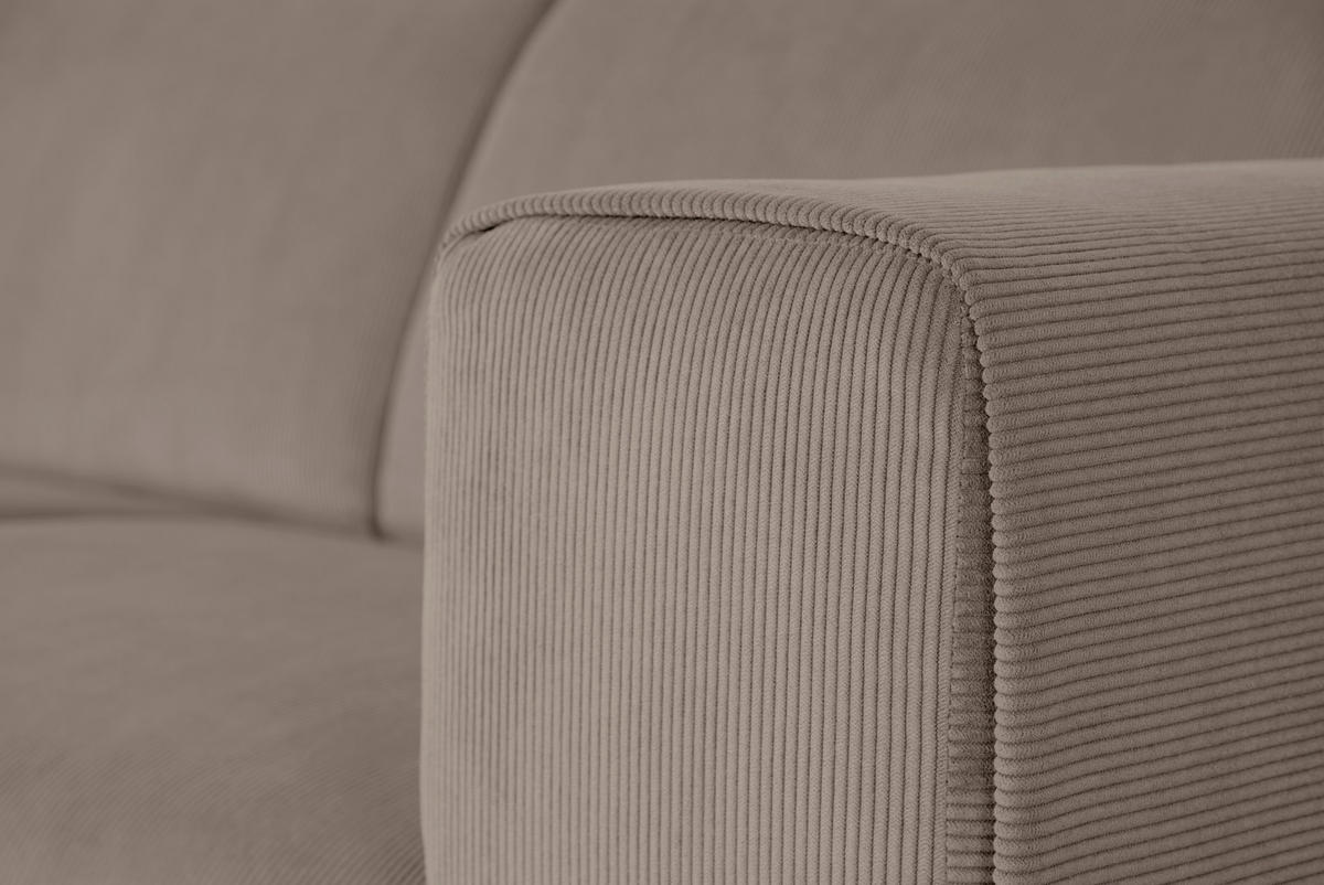 ECKSOFA ERNO in Cord Taupe  262/183 cm  - Taupe/Schwarz, Design, Textil/Metall (262/183cm) - MID.YOU