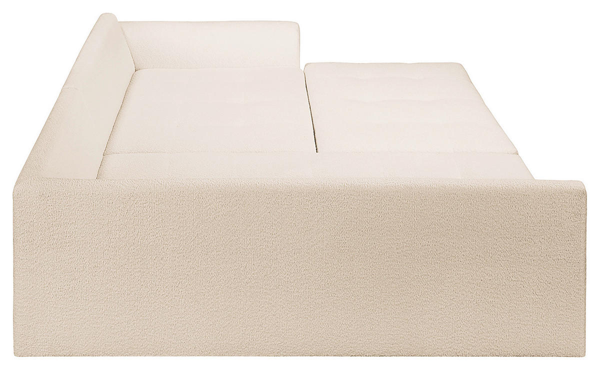 ECKSOFA inkl. Hocker Ariella Weiß Bouclé  - Naturfarben/Weiß, Design, Holz/Textil (161/231cm) - Livetastic