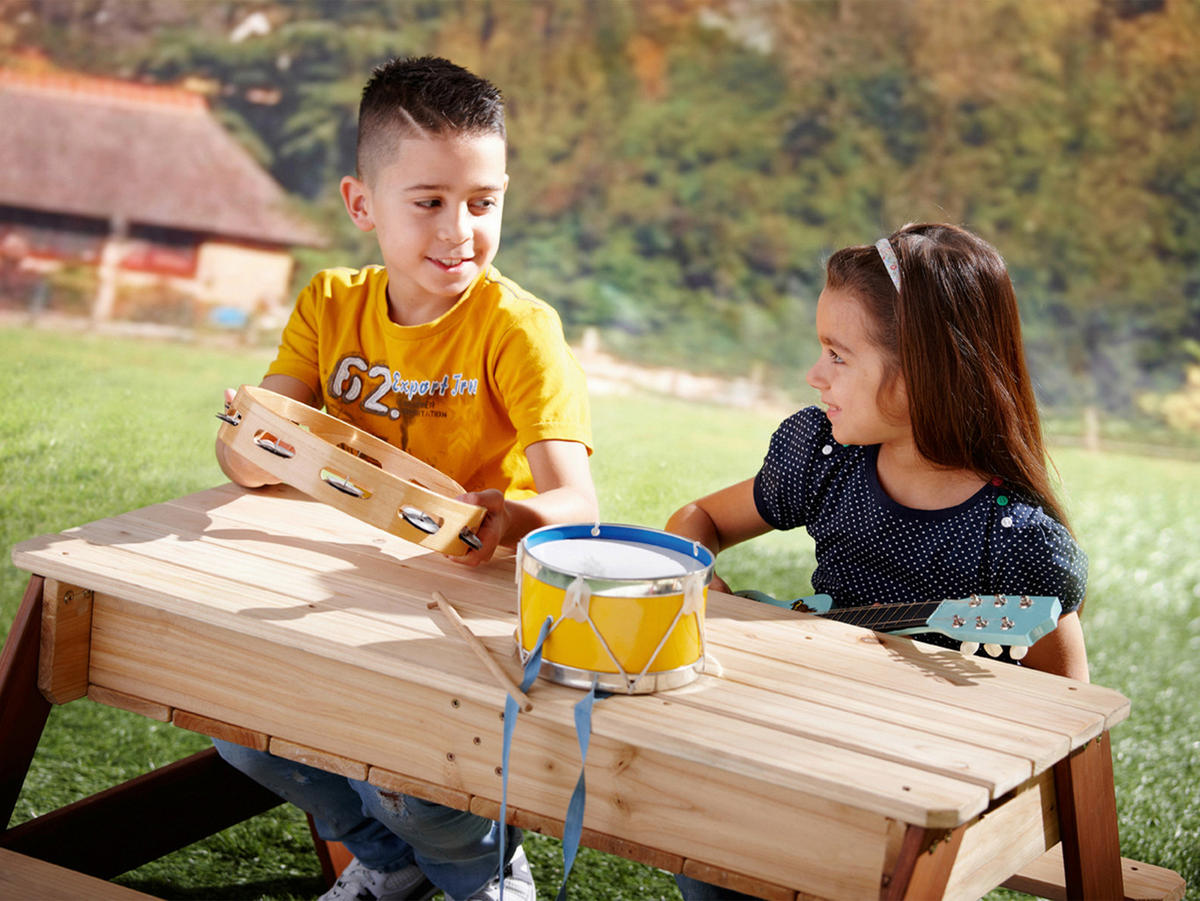 SAND- UND WASSERTISCH Holz, Kunststoff Braun  - Blau/Braun, KONVENTIONELL, Holz/Kunststoff (97,7/48,7/95cm) - Ambia Garden
