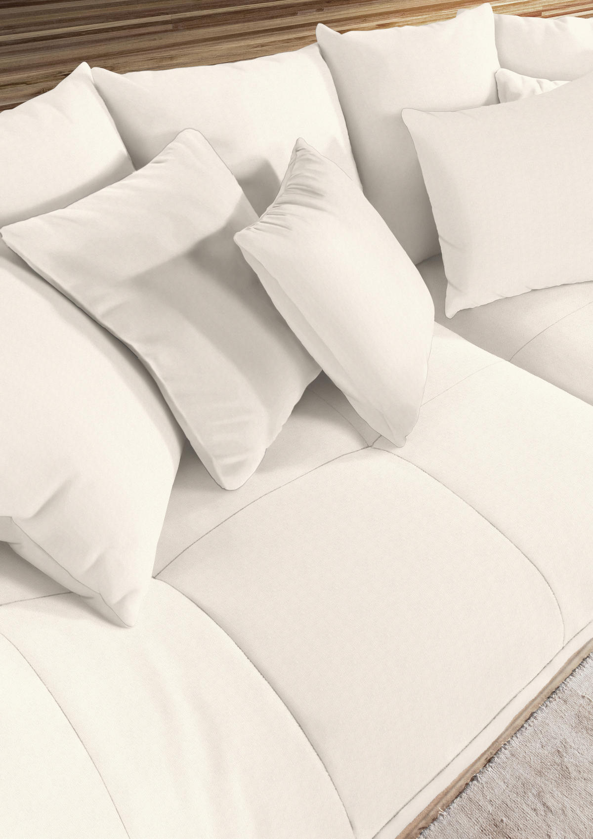 BIGSOFA Flachgewebe Beige  - Beige/Schwarz, Design, Textil/Metall (275/80/123cm) - Lomoco