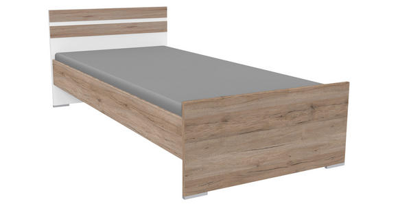 BETT 90/200 cm  in Weiß, Eiche San Remo  - Alufarben/Weiß, KONVENTIONELL, Holzwerkstoff (90/200cm) - Carryhome