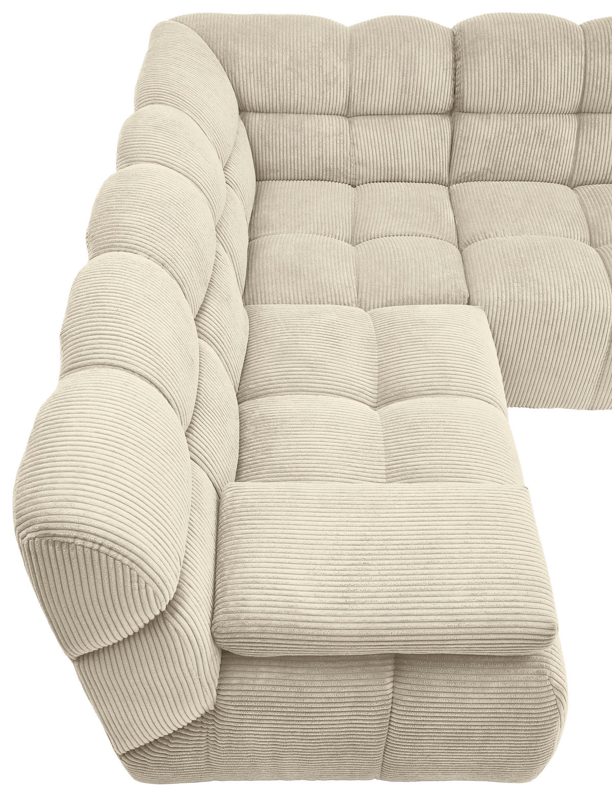 ECKSOFA Beige Cord Rücken echt  - Beige/Schwarz, KONVENTIONELL, Kunststoff/Textil (195/265cm) - Tom Tailor