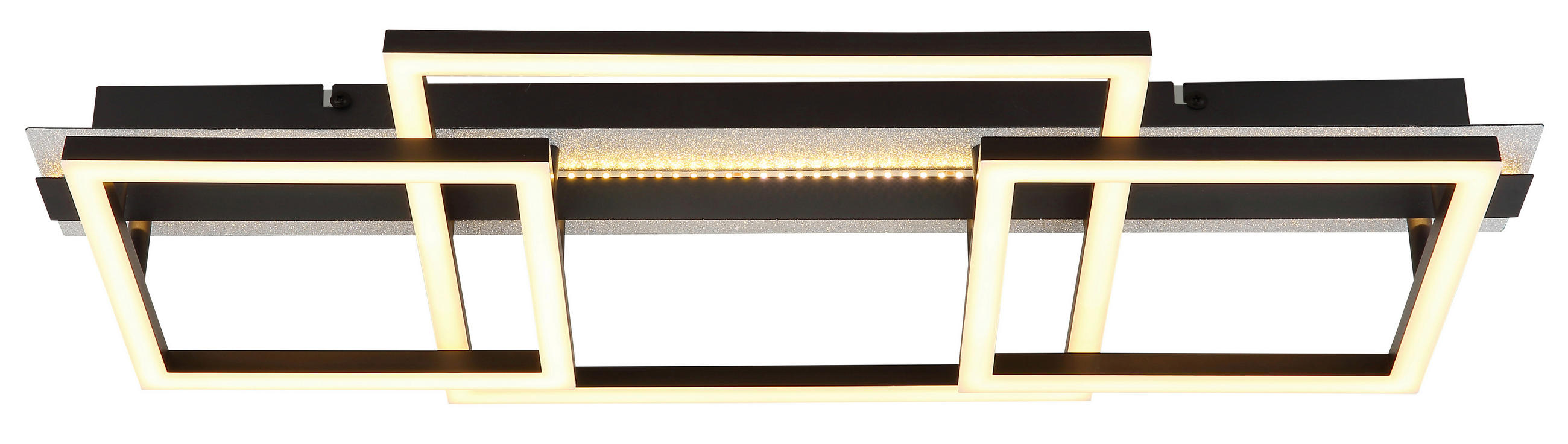 LED-DECKENLEUCHTE Estrada 70/33/9 cm  - Silberfarben/Opal, Design, Kunststoff/Metall (70/33/9cm) - Globo