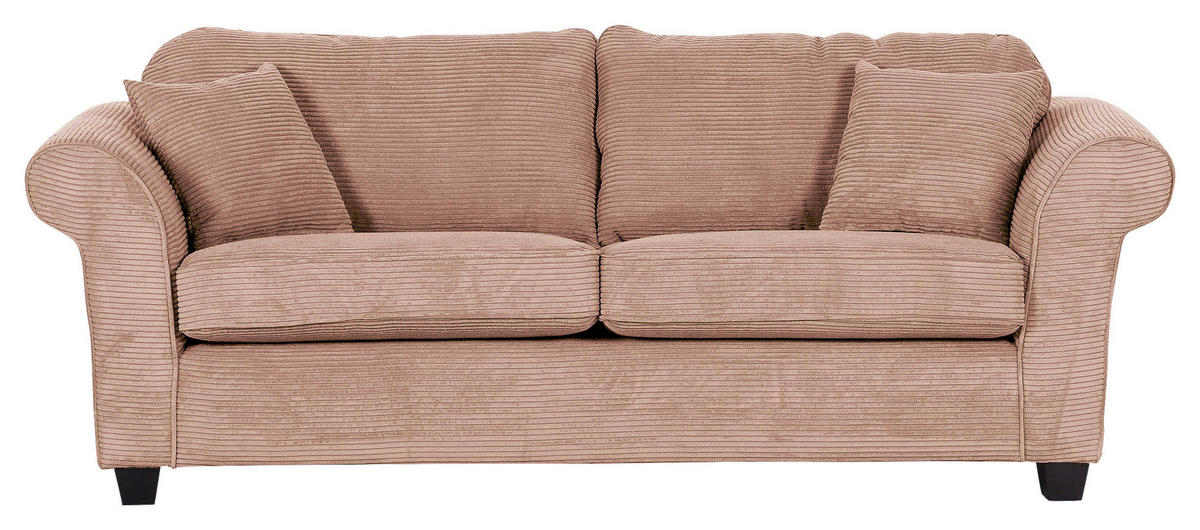 3-SITZER-SOFA in Cord Altrosa  - Dunkelbraun/Altrosa, Konventionell, Holz/Textil (215/70/90cm) - home24