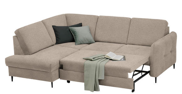 ECKSOFA in Chenille Beige  - Beige/Schwarz, MODERN, Holz/Textil (184/241cm) - Carryhome