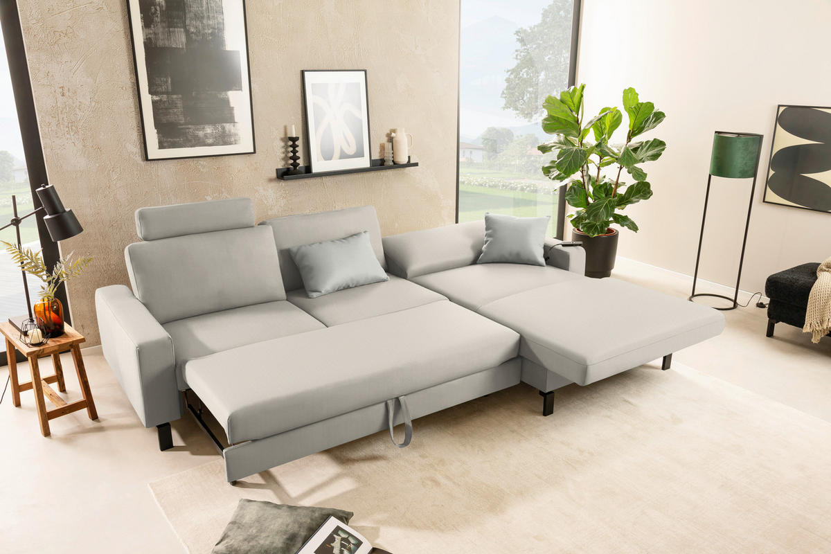 ECKSOFA Cord Naturfarben  - Schwarz/Naturfarben, Design, Textil/Metall (298/185cm) - Pure Home Lifestyle