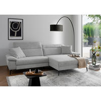 ECKSOFA Struktur Hellgrau  - Hellgrau/Schwarz, Konventionell, Textil/Metall (300/178cm) - Livetastic