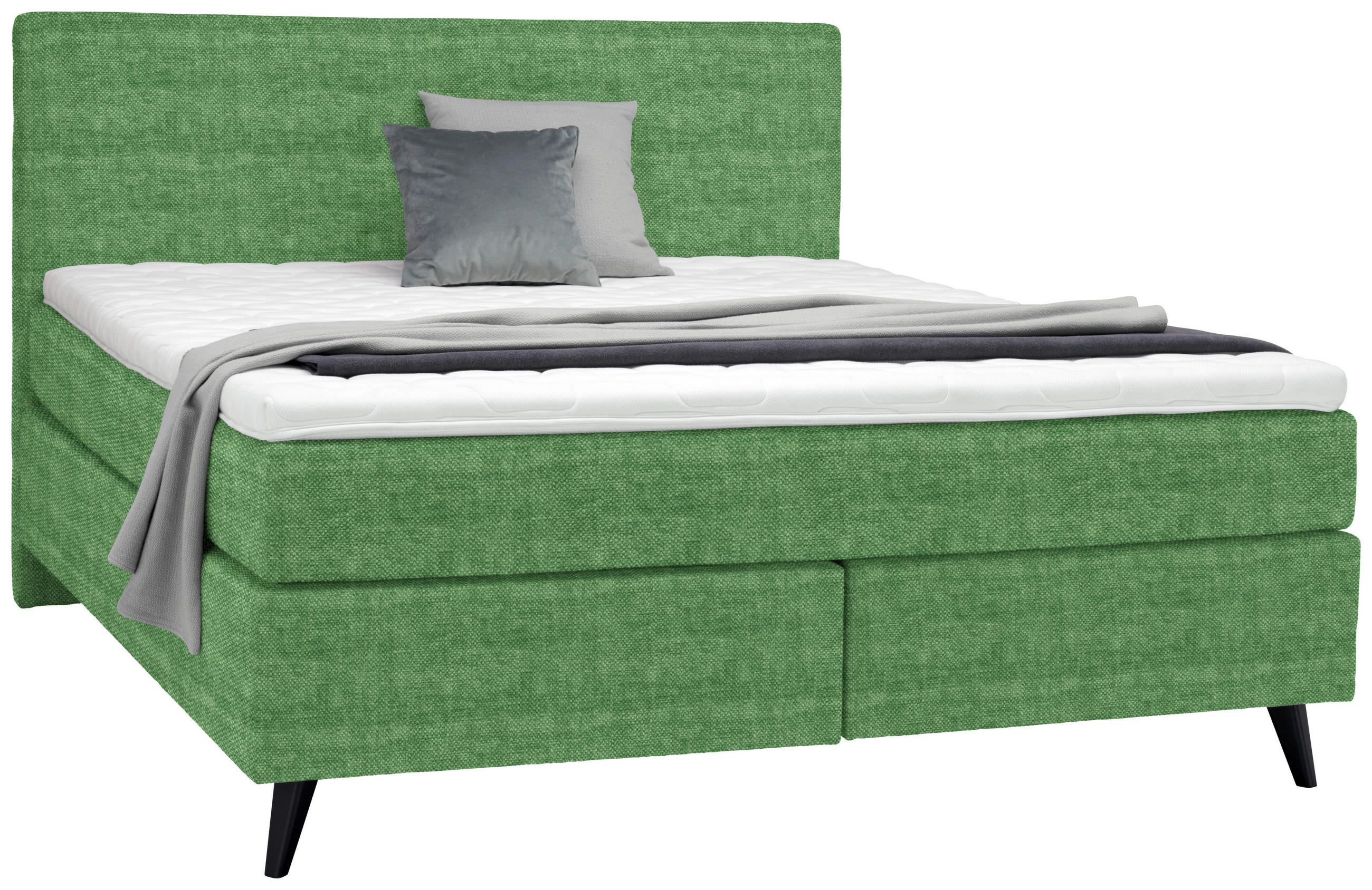 BOXSPRINGBETT 180/200 cm  in Grün  - Schwarz/Grün, KONVENTIONELL, Holz/Textil (180/200cm) - Voleo