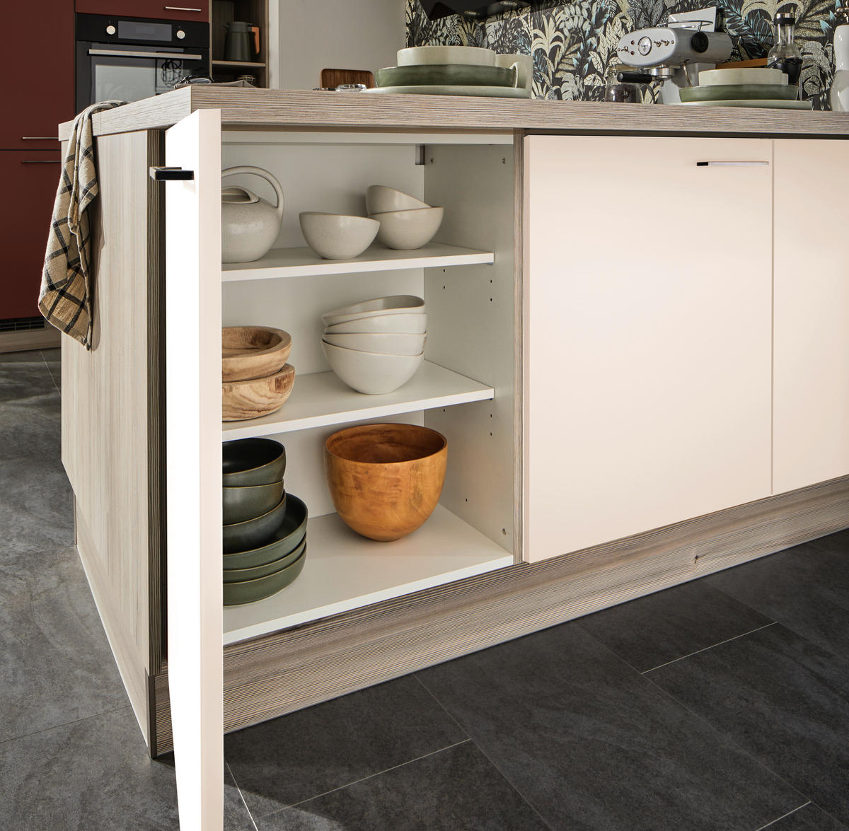 ECKKÜCHE  in Magnolie, Tannenholzfarben  - Tannenholzfarben/Magnolie, Design, Holzwerkstoff/Metall (150/280/121,6cm) - Xora