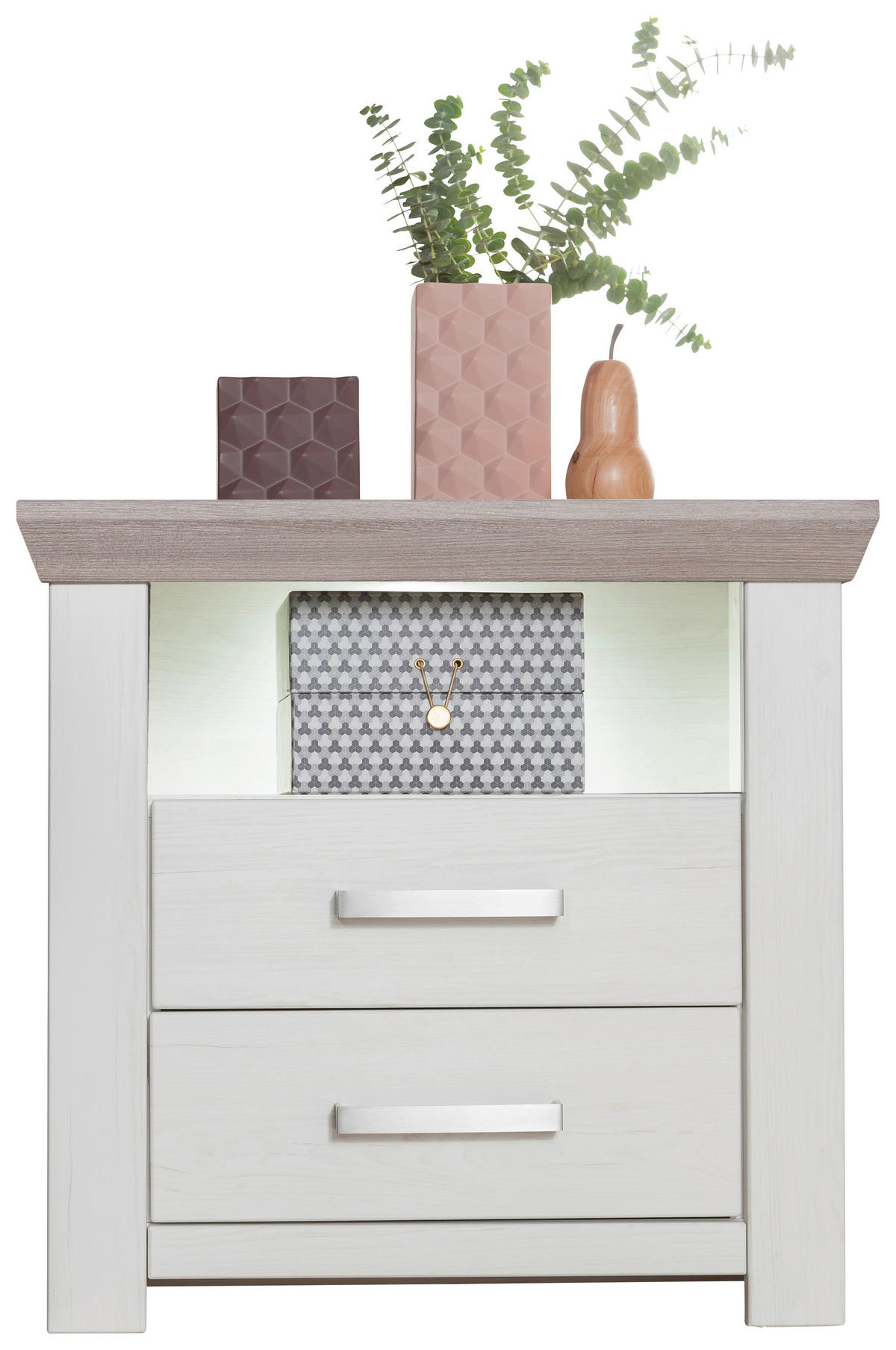 NACHTSCHRANK 65/63/42 cm  - Eichefarben/Weiß, Design, Holzwerkstoff/Metall (65/63/42cm) - SetOne by Musterring