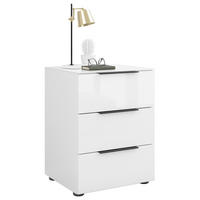 NACHTSCHRANK 45/60/40 cm  - Weiß Hochglanz/Schwarz, Basics, Glas/Holzwerkstoff (45/60/40cm)