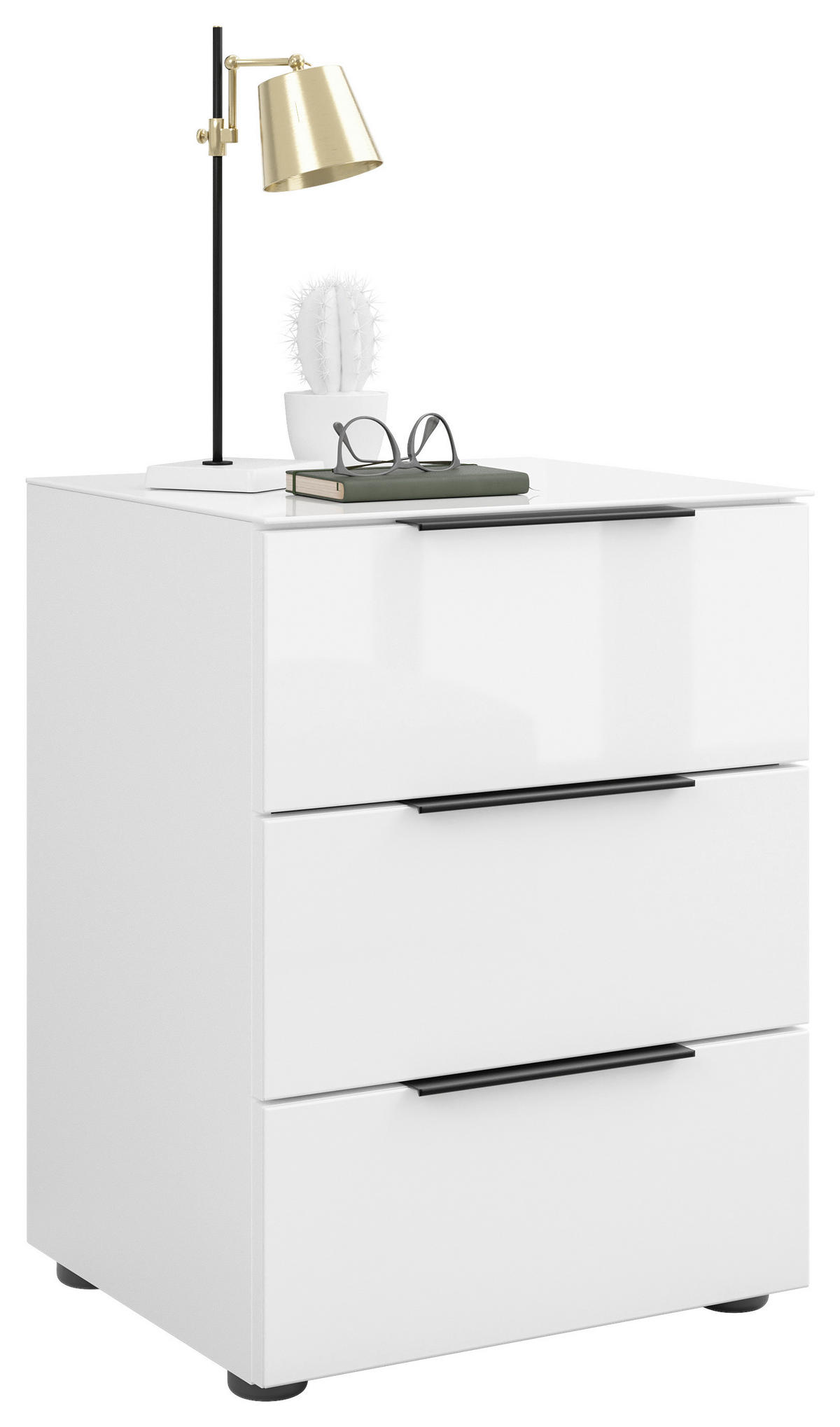 NACHTSCHRANK 45/60/40 cm  - Weiß Hochglanz/Schwarz, Basics, Glas/Holzwerkstoff (45/60/40cm)