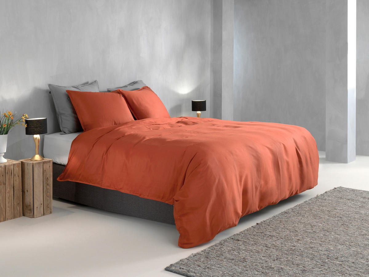BETTWÄSCHE 2-teilig Satinado Makosatin 135/200 cm  - Orange, Basics, Textil (135/200cm)