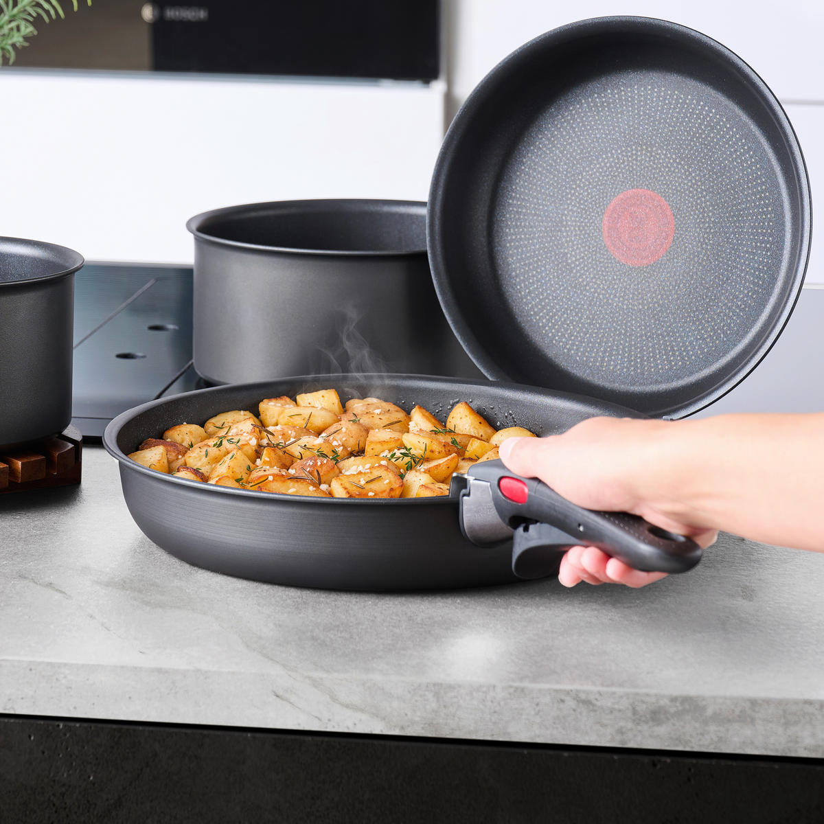 PFANNENSET 5-teilig  - Dunkelgrau, Basics, Metall - Tefal