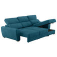 ECKSOFA in Mikrofaser Blau  - Blau/Schwarz, KONVENTIONELL, Kunststoff/Textil (285/177cm) - Carryhome