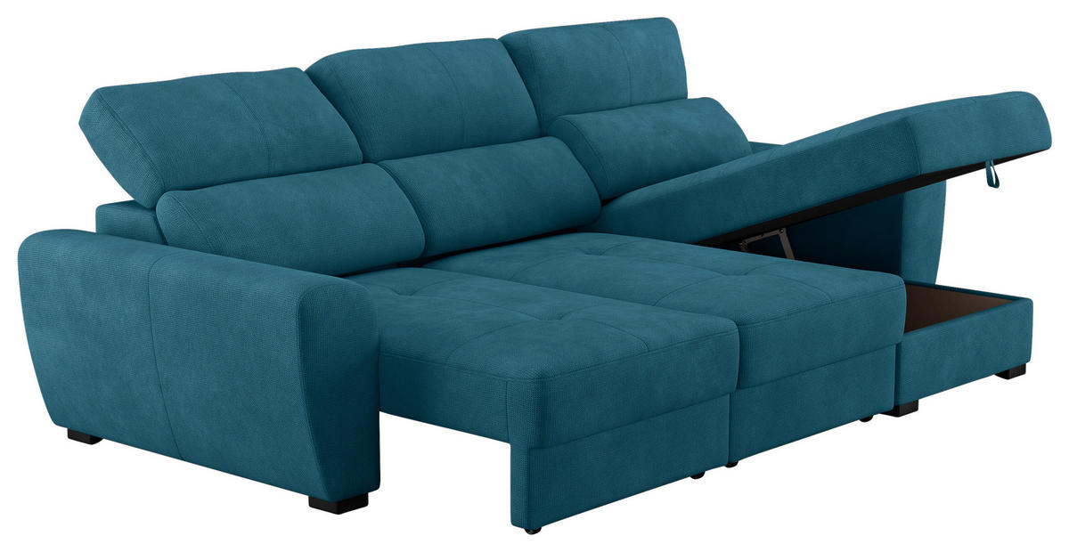 ECKSOFA in Mikrofaser Blau  - Blau/Schwarz, Konventionell, Kunststoff/Textil (285/177cm) - MID.YOU