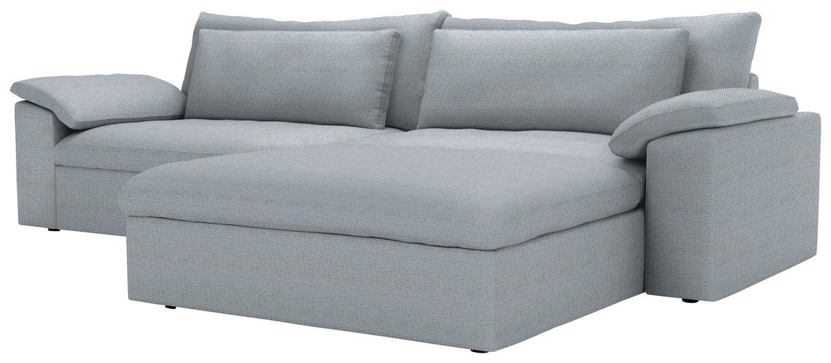 ECKSOFA  Chenille Hellgrau  - Hellgrau/Schwarz, Modern, Kunststoff/Textil (306/198cm) - Carryhome