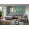 WOHNLANDSCHAFT Chenille Dunkelgrau  - Chromfarben/Dunkelgrau, Design, Textil/Metall (195/376/254cm) - Livetastic