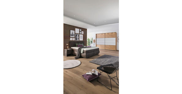 BOXSPRINGBETT 180/200 cm  in Dunkelgrau  - Dunkelgrau/Schwarz, KONVENTIONELL, Kunststoff/Textil (180/200cm) - Voleo