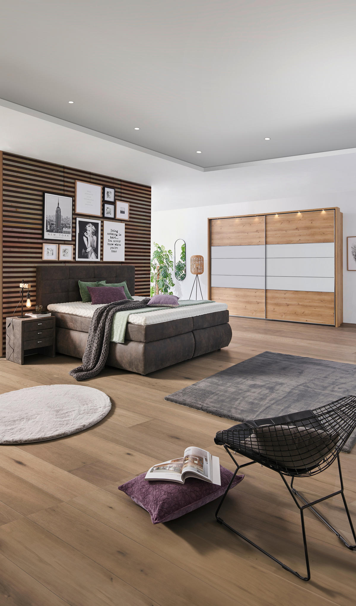 BOXSPRINGBETT 180/200 cm  in Dunkelgrau  - Dunkelgrau/Schwarz, Konventionell, Kunststoff/Textil (180/200cm) - Voleo