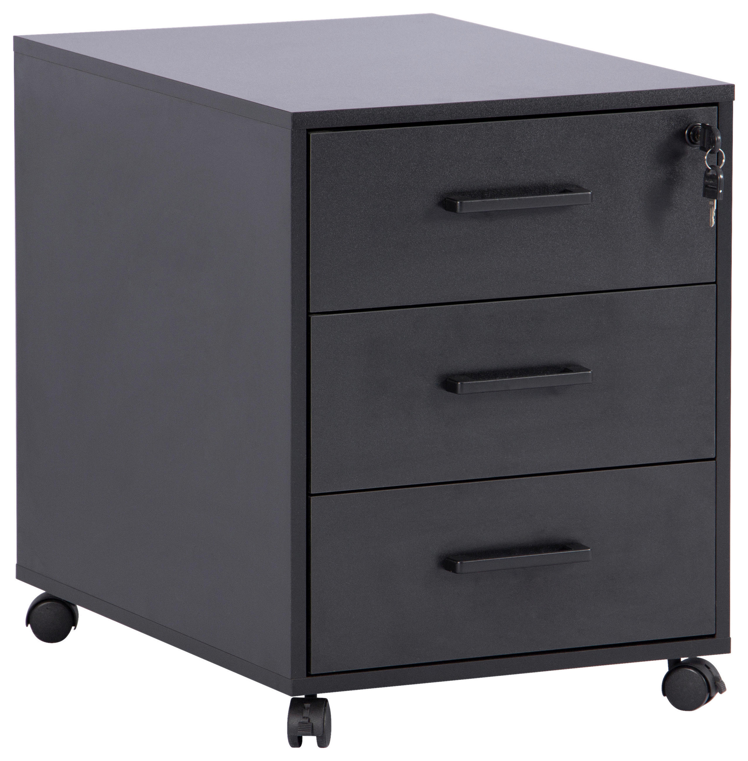 ROLLCONTAINER Schwarz  - Schwarz, MODERN, Holzwerkstoff/Kunststoff (43/56/60cm) - Livetastic
