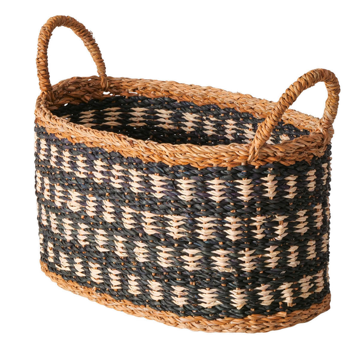 KOŠ přírodní barvy, černá - černá/přírodní barvy, Basics, přírodní materiály (42/26/32cm)