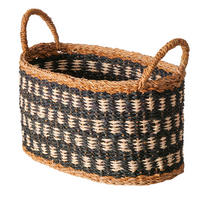 KOŠÍK prírodná farba, čierna - čierna/prírodná farba, Basics, prírodné materiály (42/26/32cm)