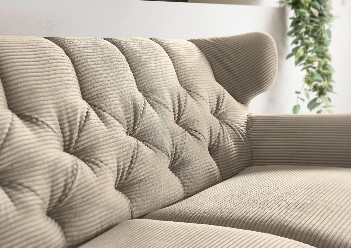 CHESTERFIELD-SOFA Cord Taupe  - Taupe/Schwarz, MODERN, Textil/Metall (160/94/95cm) - Pure Home Lifestyle
