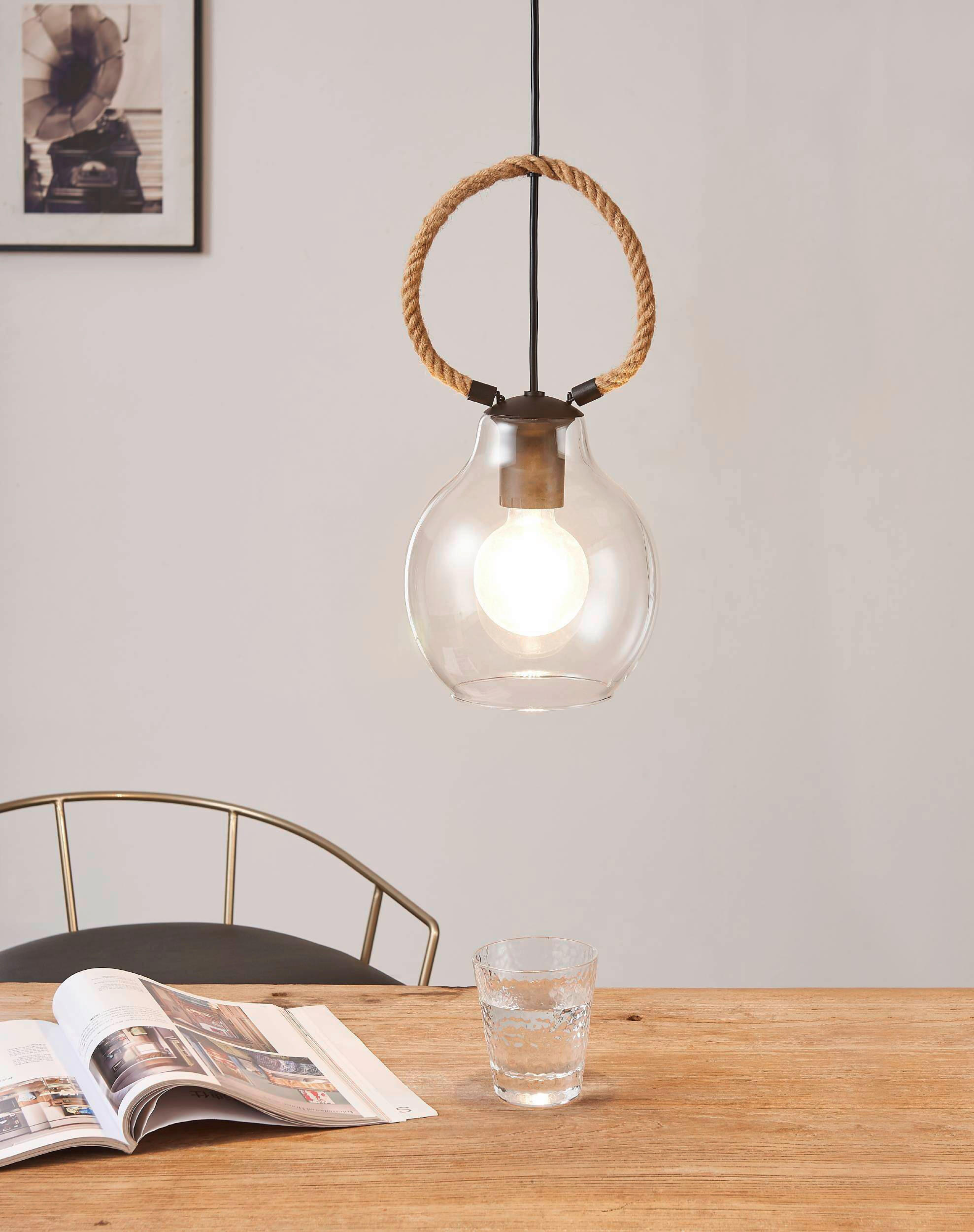 HÄNGELEUCHTE 18/110 cm   - Schwarz/Braun, Design, Glas/Holz (18/110cm) - Eglo