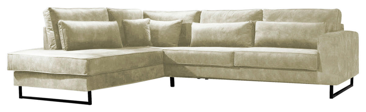 ECKSOFA Cord Beige  - Beige/Schwarz, Konventionell, Holzwerkstoff/Textil (284/253cm) - Livetastic