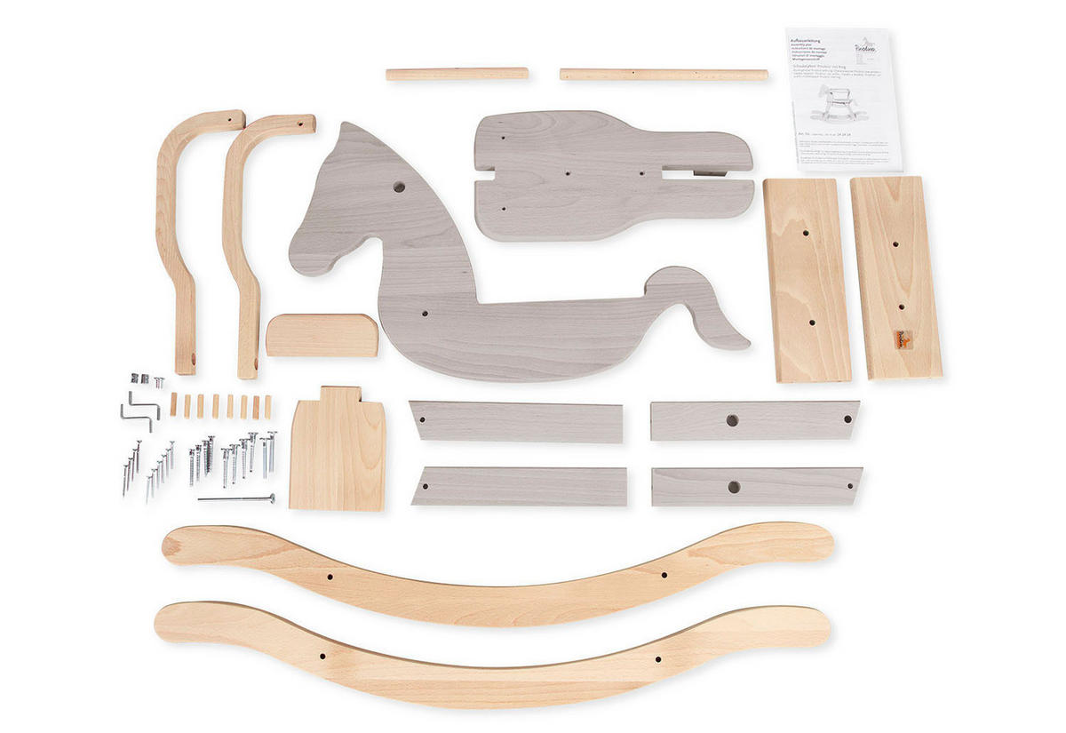 SCHAUKELPFERD Pinolino  - Hellgrau/Naturfarben, Basics, Holz (86/31/58cm) - Pinolino